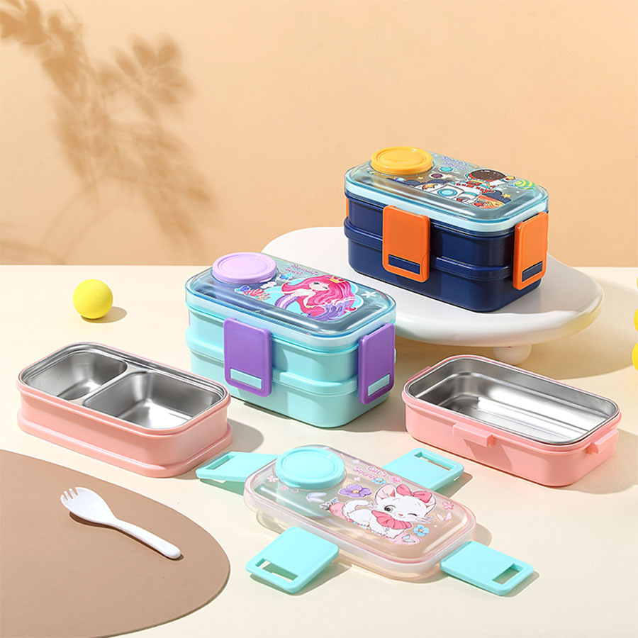 彩光卡通雙層不銹鋼餐