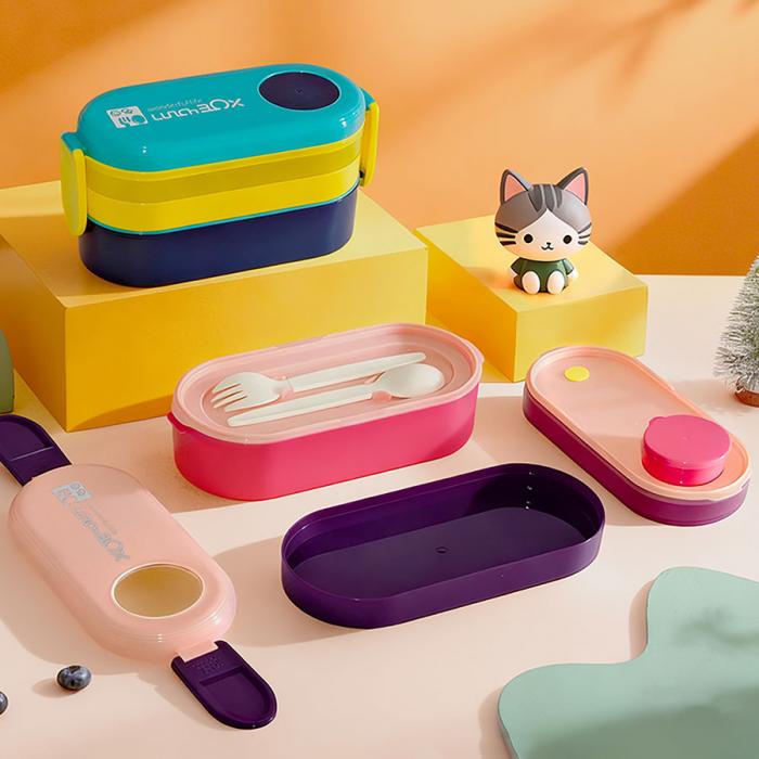 三層便當(dāng)盒(帶硅膠)(900ML)